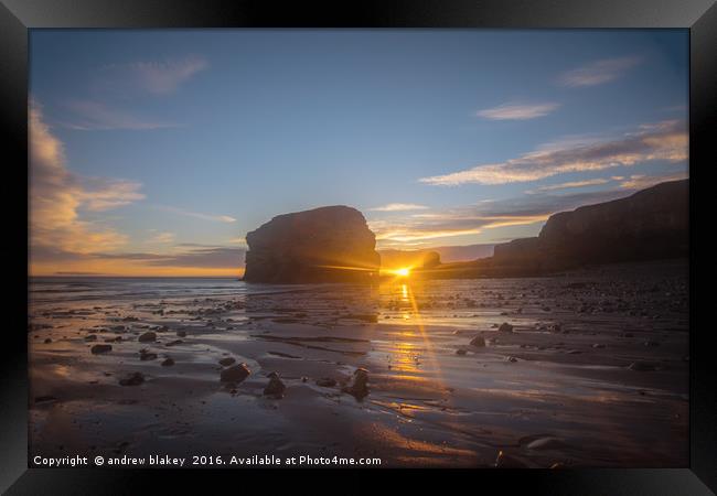 The Sun Emerges at Marsden Framed Print by andrew blakey