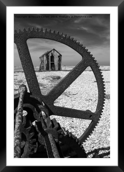 Dungeness Dereliction Monochrome Framed Mounted Print by Howard Corlett