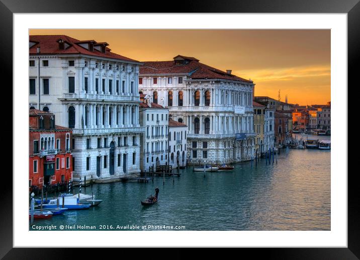 Sunset over the Grand Canal Venice Framed Mounted Print by Neil Holman