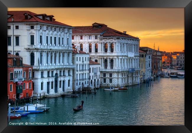 Sunset over the Grand Canal Venice Framed Print by Neil Holman