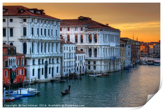 Sunset over the Grand Canal Venice Print by Neil Holman