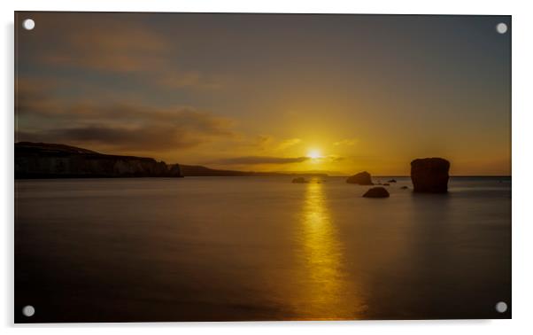Sunrise over Freshwater Acrylic by David Oxtaby  ARPS