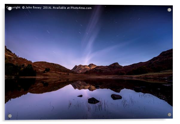 Blea Tarn star trails, Lake District Acrylic by John Finney