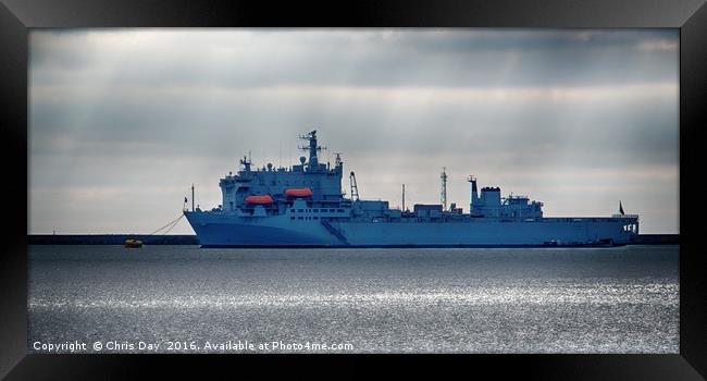 RFA Argus in Plymouth Sound Framed Print by Chris Day