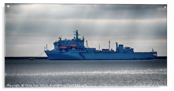 RFA Argus in Plymouth Sound Acrylic by Chris Day