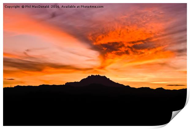 Mount Kinabalu Sunrise, Borneo Print by Phil MacDonald