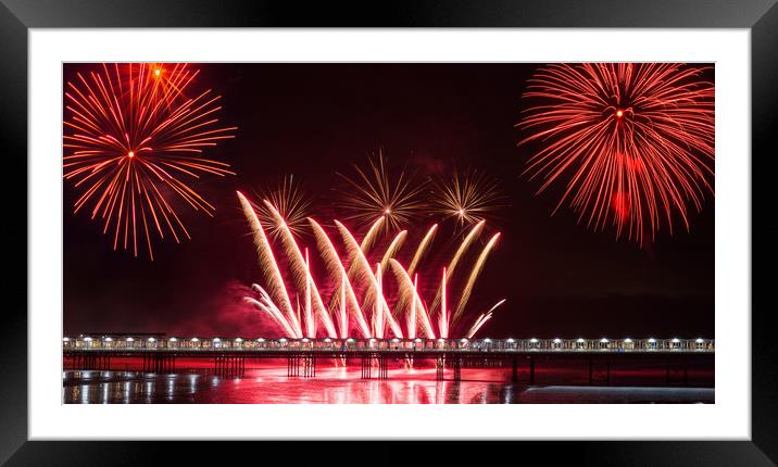 Weston pier fireworks display Framed Mounted Print by Dean Merry