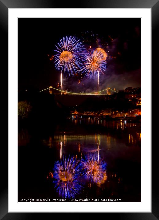 Clifton Suspension Bridge 150th Anniversary firewo Framed Mounted Print by Daryl Peter Hutchinson