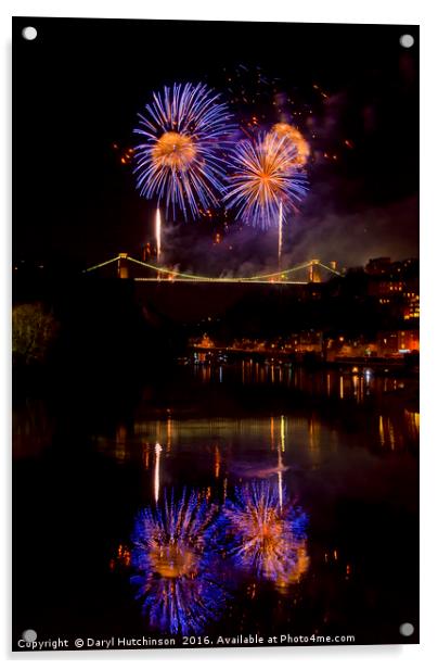 Clifton Suspension Bridge 150th Anniversary firewo Acrylic by Daryl Peter Hutchinson