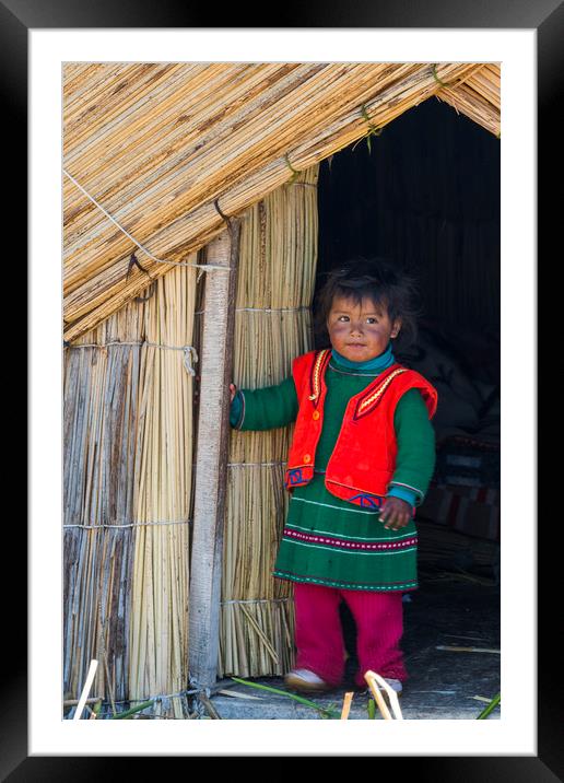 Uros Girl of Lake Titicaca Framed Mounted Print by Kieran Brimson