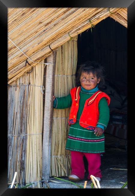 Uros Girl of Lake Titicaca Framed Print by Kieran Brimson