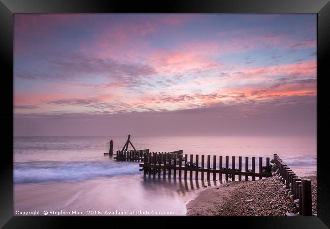 Sunrise at Caister Beach Framed Print by Stephen Mole