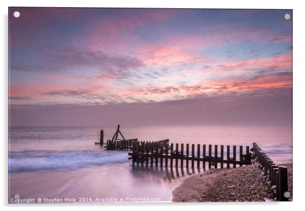 Sunrise at Caister Beach Acrylic by Stephen Mole