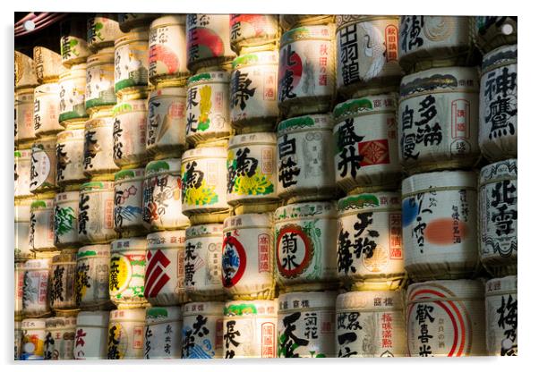 Barrels of sake Acrylic by Kevin Livingstone