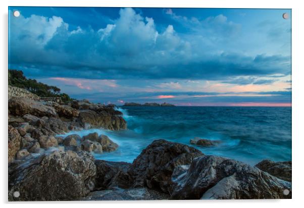 Rocky Adriatic coast Acrylic by Kevin Livingstone