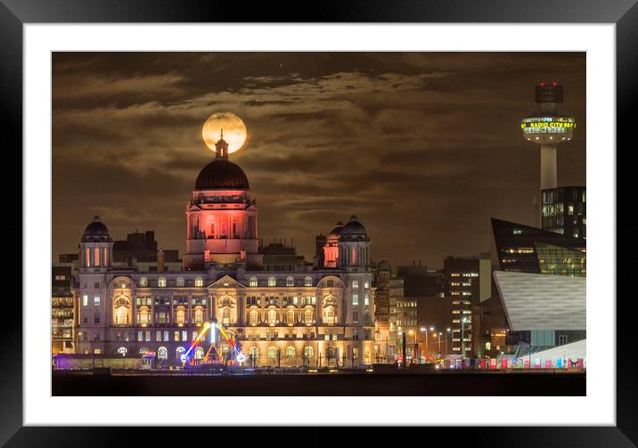 Port of Liverpool building supermoon Framed Mounted Print by Rob Lester