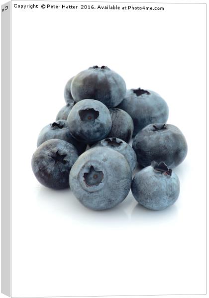 Pile of blueberries. Canvas Print by Peter Hatter