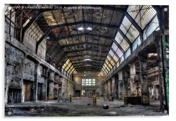 Creepy abandoned old factory hall in HDR style Acrylic by Łukasz Szczepański