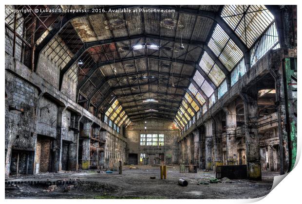 Creepy abandoned old factory hall in HDR style Print by Łukasz Szczepański
