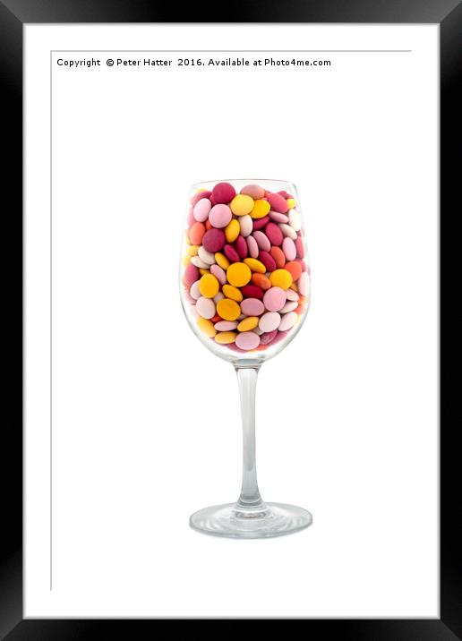 Wine glass and candy Framed Mounted Print by Peter Hatter