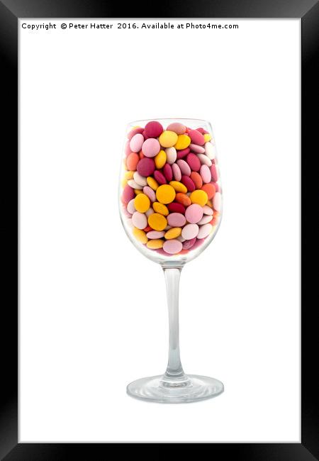 Wine glass and candy Framed Print by Peter Hatter