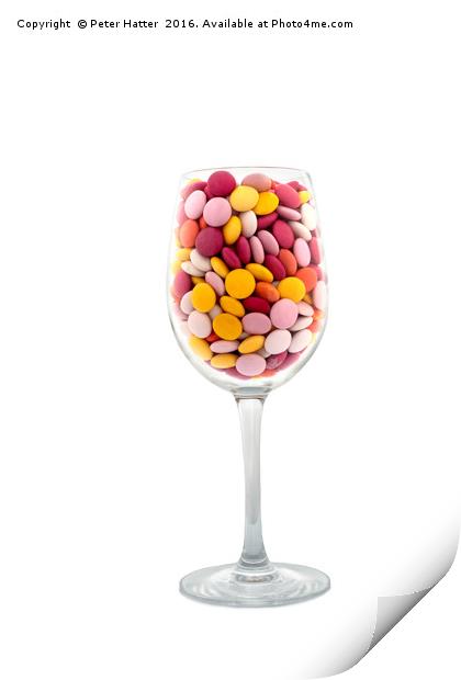 Wine glass and candy Print by Peter Hatter