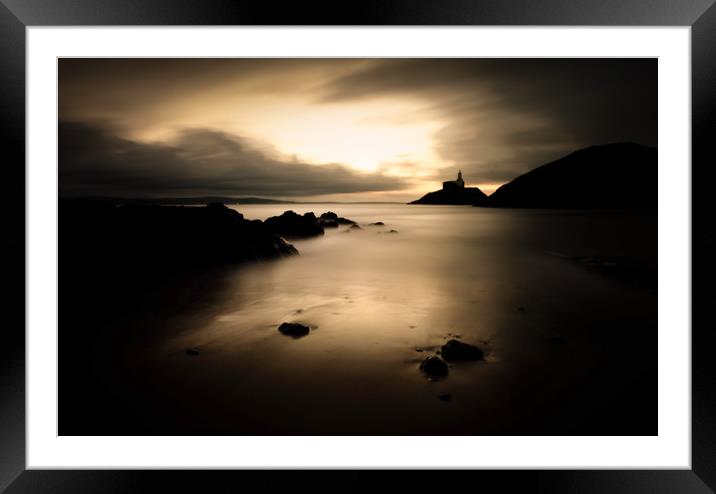 Winter morning at Mumbles lighthouse Framed Mounted Print by Leighton Collins