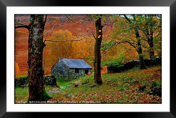 " LITTLE STONE HUT IN THE WOOD" Framed Mounted Print by ROS RIDLEY
