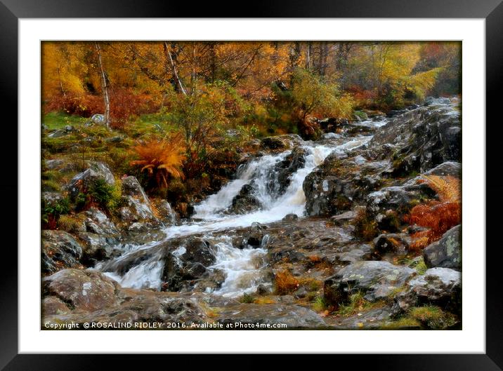 "WATERFALL AT ASHNESS BRIDGE" Framed Mounted Print by ROS RIDLEY