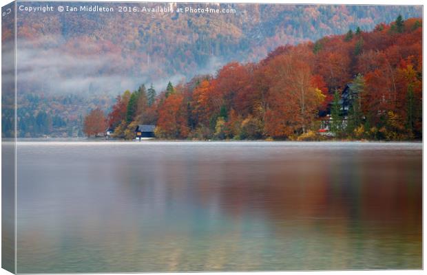 Autumn morning over Lake Bohinj Canvas Print by Ian Middleton