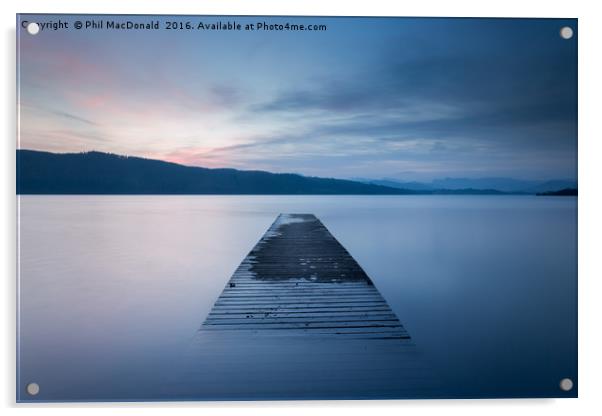 Flooded sunset Jetty, Windermere Acrylic by Phil MacDonald