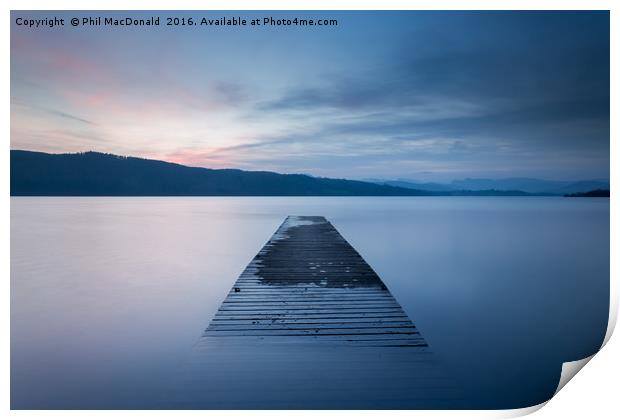 Flooded sunset Jetty, Windermere Print by Phil MacDonald