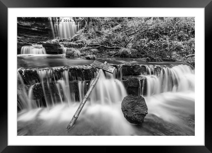 Scaleber Force Waterfall in Autumn (B&W) Framed Mounted Print by Phil MacDonald