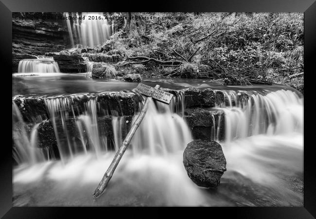 Scaleber Force Waterfall in Autumn (B&W) Framed Print by Phil MacDonald
