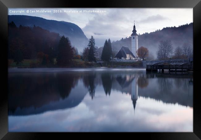 Morning at Lake Bohinj in Slovenia Framed Print by Ian Middleton