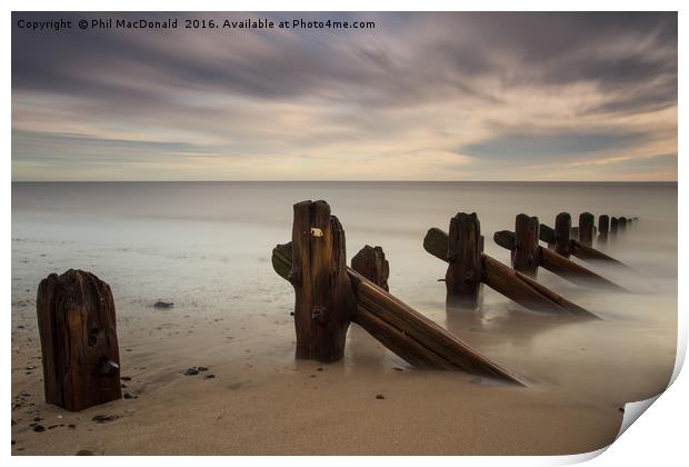 Spurn Point sea breakers (groynes) in East Yorks Print by Phil MacDonald