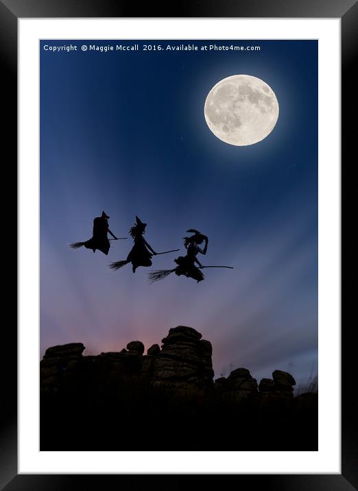  Flying Witches over Combestone Tor, Devon Framed Mounted Print by Maggie McCall