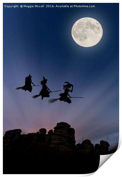  Flying Witches over Combestone Tor, Devon Print by Maggie McCall