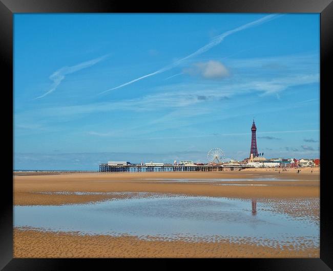 Blackpool Beach Framed Print by Victor Burnside