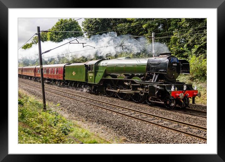 The Flying Scotsman at Hurworth Co Durham Framed Mounted Print by Mike Cave