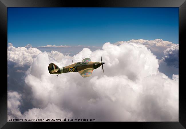 RAF Hawker Hurricane above clouds Framed Print by Gary Eason