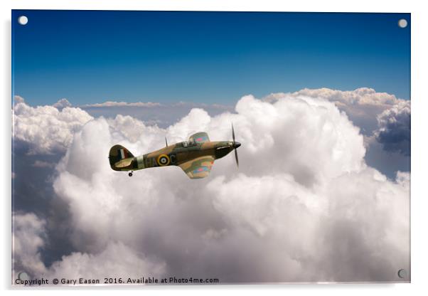 RAF Hawker Hurricane above clouds Acrylic by Gary Eason