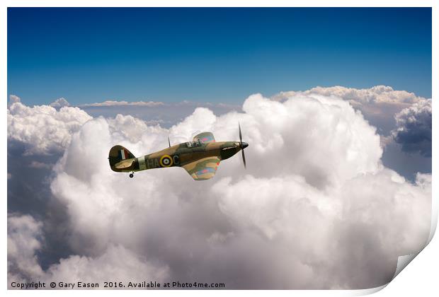 RAF Hawker Hurricane above clouds Print by Gary Eason