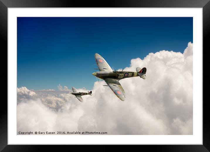 222 Squadron Spitfires above clouds Framed Mounted Print by Gary Eason