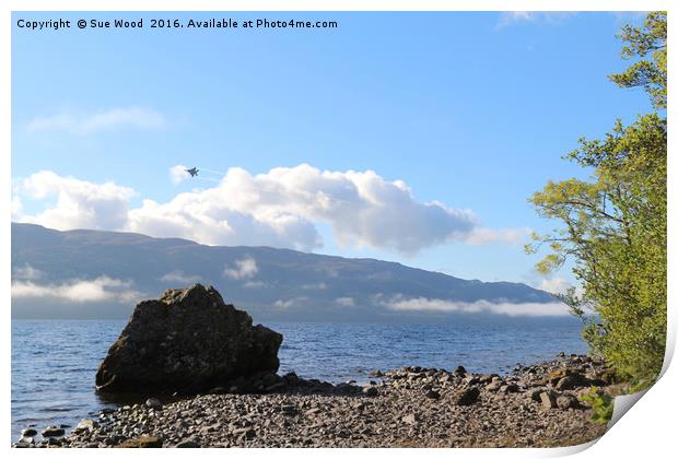 Fighter jet over Loch Ness Print by Sue Wood