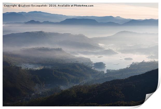 Sunrise over mountains Print by Łukasz Szczepański