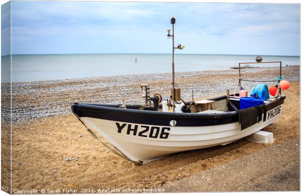 Boat at Hunstanton beach Canvas Print by Sarah Fisher