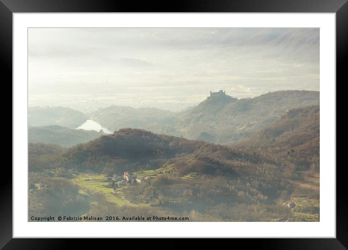 Autumnal landscape and fog over the castle Framed Mounted Print by Fabrizio Malisan