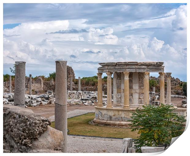 Side Temple of Tyche Ruins Print by Antony McAulay