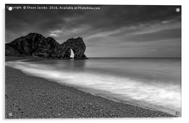 Durdle Door stormy morning  Acrylic by Shaun Jacobs